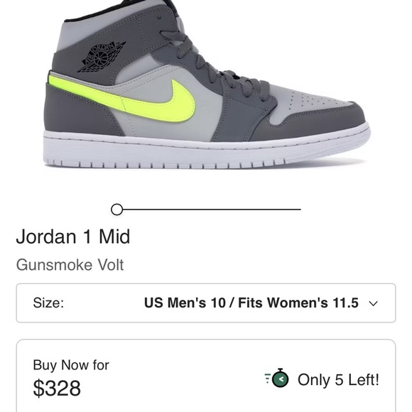 Air Jordan 1 Mid Appears In Grey And Volt mens 11.5 - Picture 9 of 9